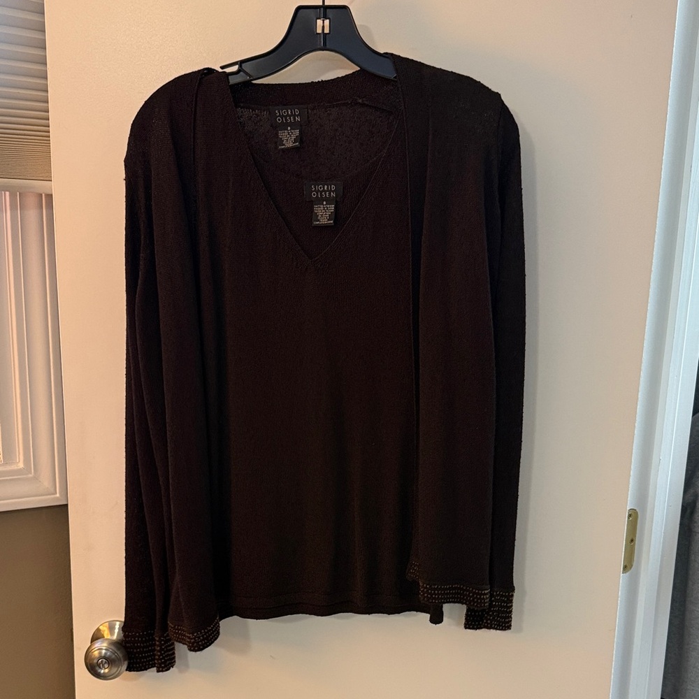 Sigrid Olsen Black V-Neck Top and sweater